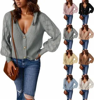Cardigan Sweaters for Women Lightweight Cable Knit Sweater Open Front Cardigans V Neck Button Jackets Outfits Clothes