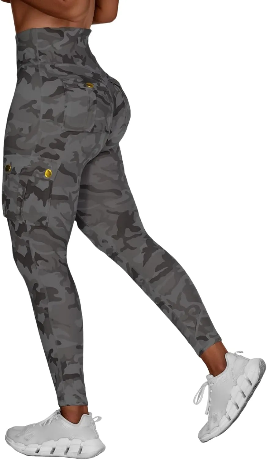 Cargo Leggings with Pockets for Women Camo High Waist Tummy Control Running Yoga Pants Cozy Butt Lifting Leggings
