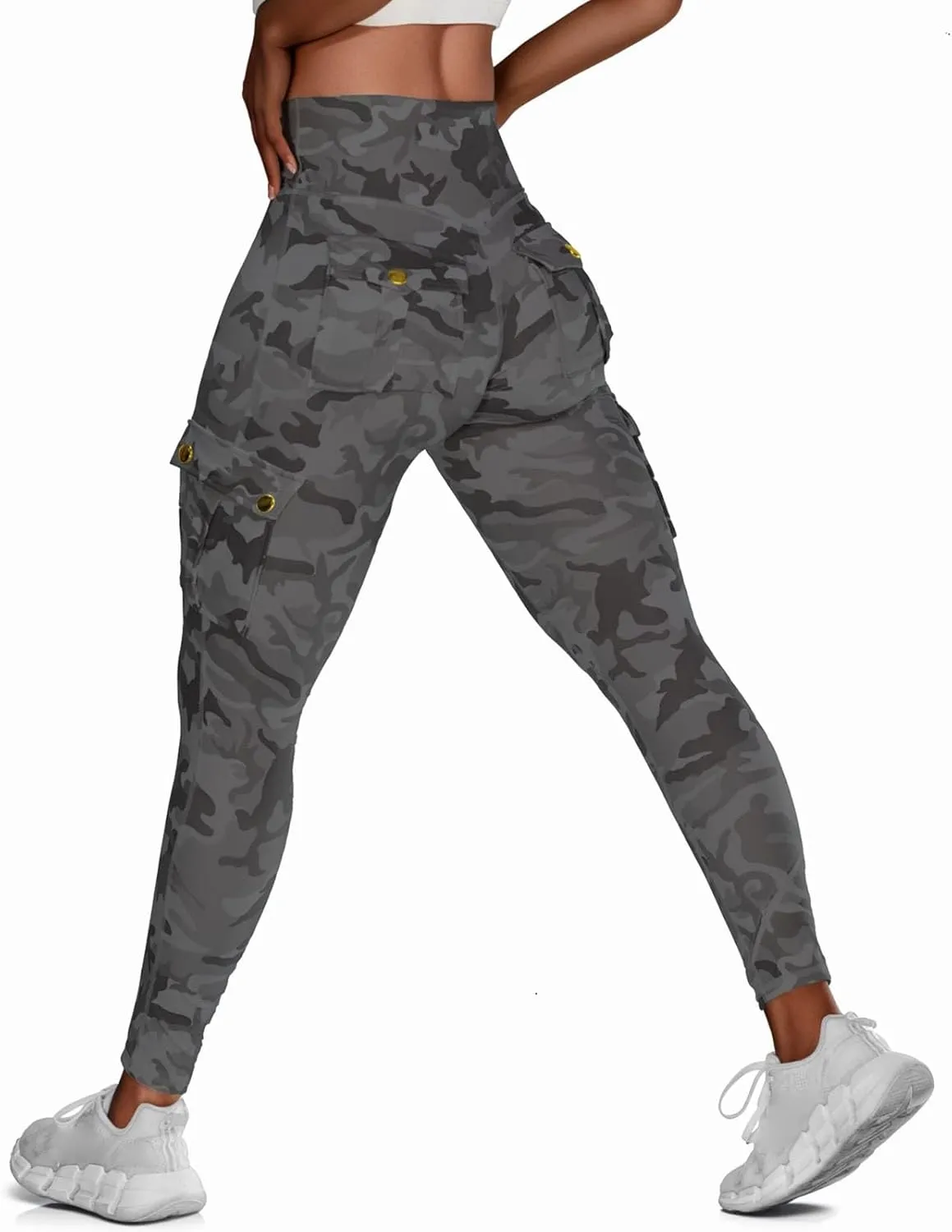 Cargo Leggings with Pockets for Women Camo High Waist Tummy Control Running Yoga Pants Cozy Butt Lifting Leggings