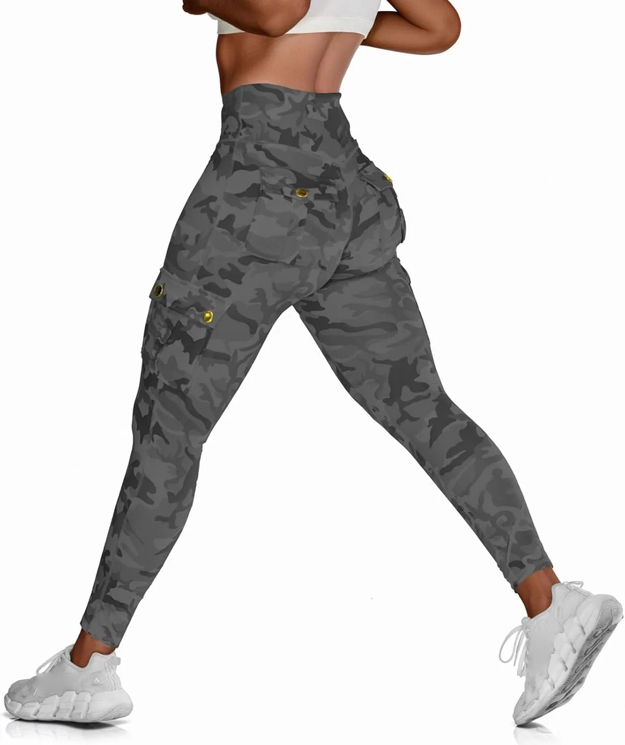 Cargo Leggings with Pockets for Women Camo High Waist Tummy Control Running Yoga Pants Cozy Butt Lifting Leggings