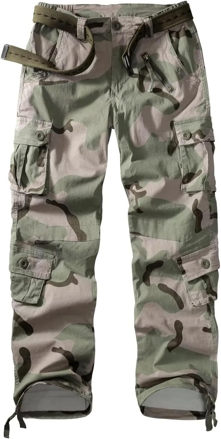 Cargo Pants Women Baggy Camo Tactical Pants Straight Leg Casual Y2K Work Trousers with 9 Pockets