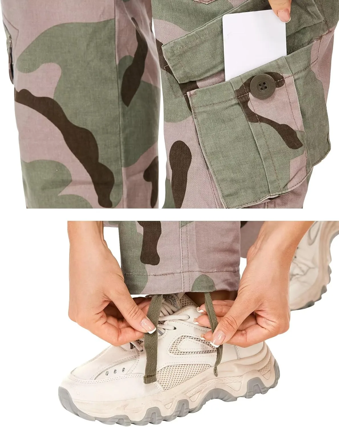Cargo Pants Women Baggy Camo Tactical Pants Straight Leg Casual Y2K Work Trousers with 9 Pockets