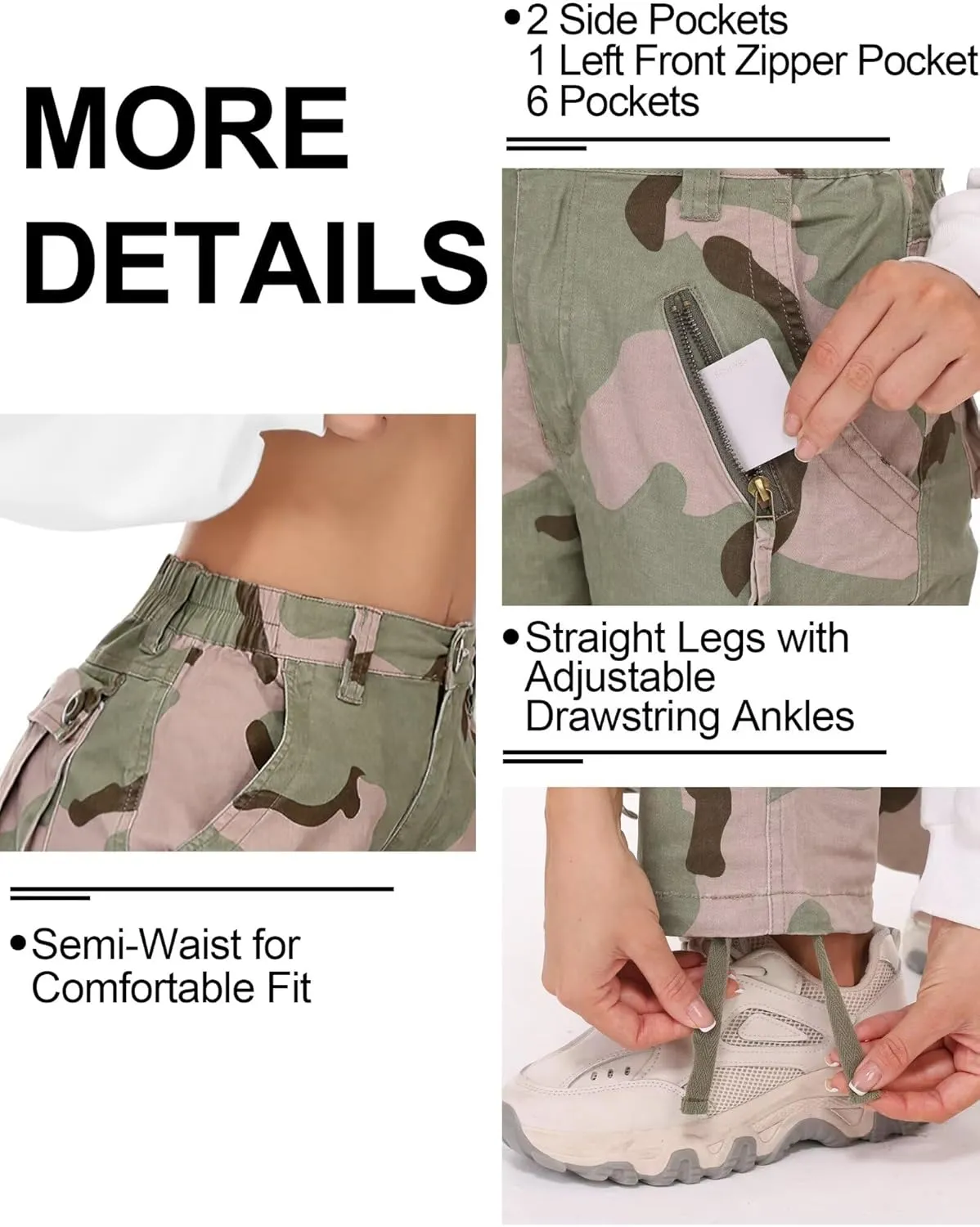 Cargo Pants Women Baggy Camo Tactical Pants Straight Leg Casual Y2K Work Trousers with 9 Pockets