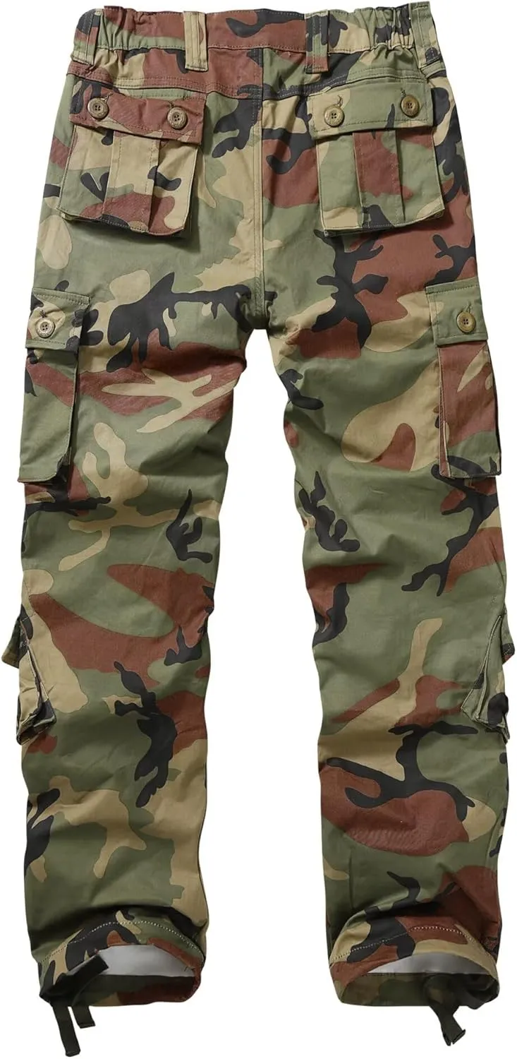 Cargo Pants Women Baggy Camo Tactical Pants Straight Leg Casual Y2K Work Trousers with 9 Pockets