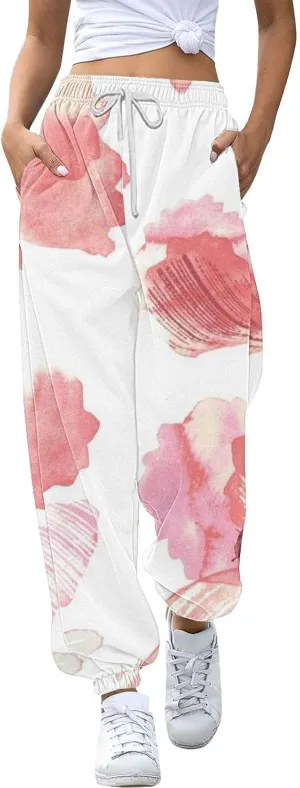 Cargo Sweatpants Women Joggers Pants Workout High Waisted Yoga Pants with Elastic High Waisted Drawstring Loose Pants