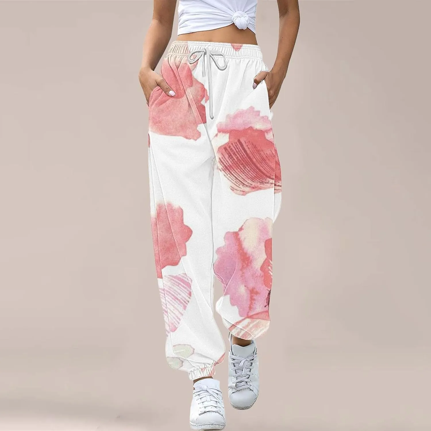 Cargo Sweatpants Women Joggers Pants Workout High Waisted Yoga Pants with Elastic High Waisted Drawstring Loose Pants