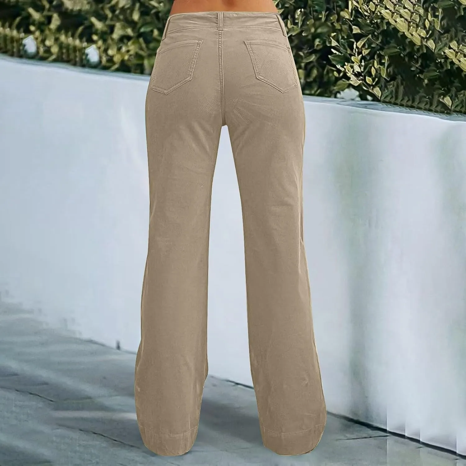 Casual Flare Pants for Women Classic Stretch Twill Pants High Waisted Chino Pants Comfy Wide Leg Pants with Pockets