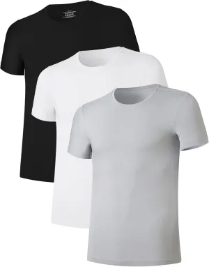 CF Men's Undershirts Bamboo Rayon Moisture Wicking T-Shirts Short Sleeve Crewneck Tees for Men Slim Fit T-Shirts 3 or 5 Pack