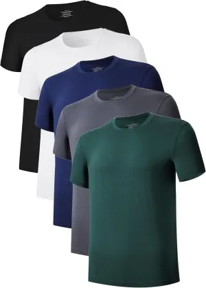 CF Men's Undershirts Bamboo Rayon Moisture Wicking T-Shirts Short Sleeve Crewneck Tees for Men Slim Fit T-Shirts 3 or 5 Pack