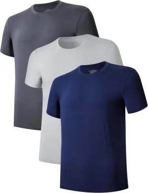 CF Men's Undershirts Bamboo Rayon Moisture Wicking T-Shirts Short Sleeve Crewneck Tees for Men Slim Fit T-Shirts 3 or 5 Pack