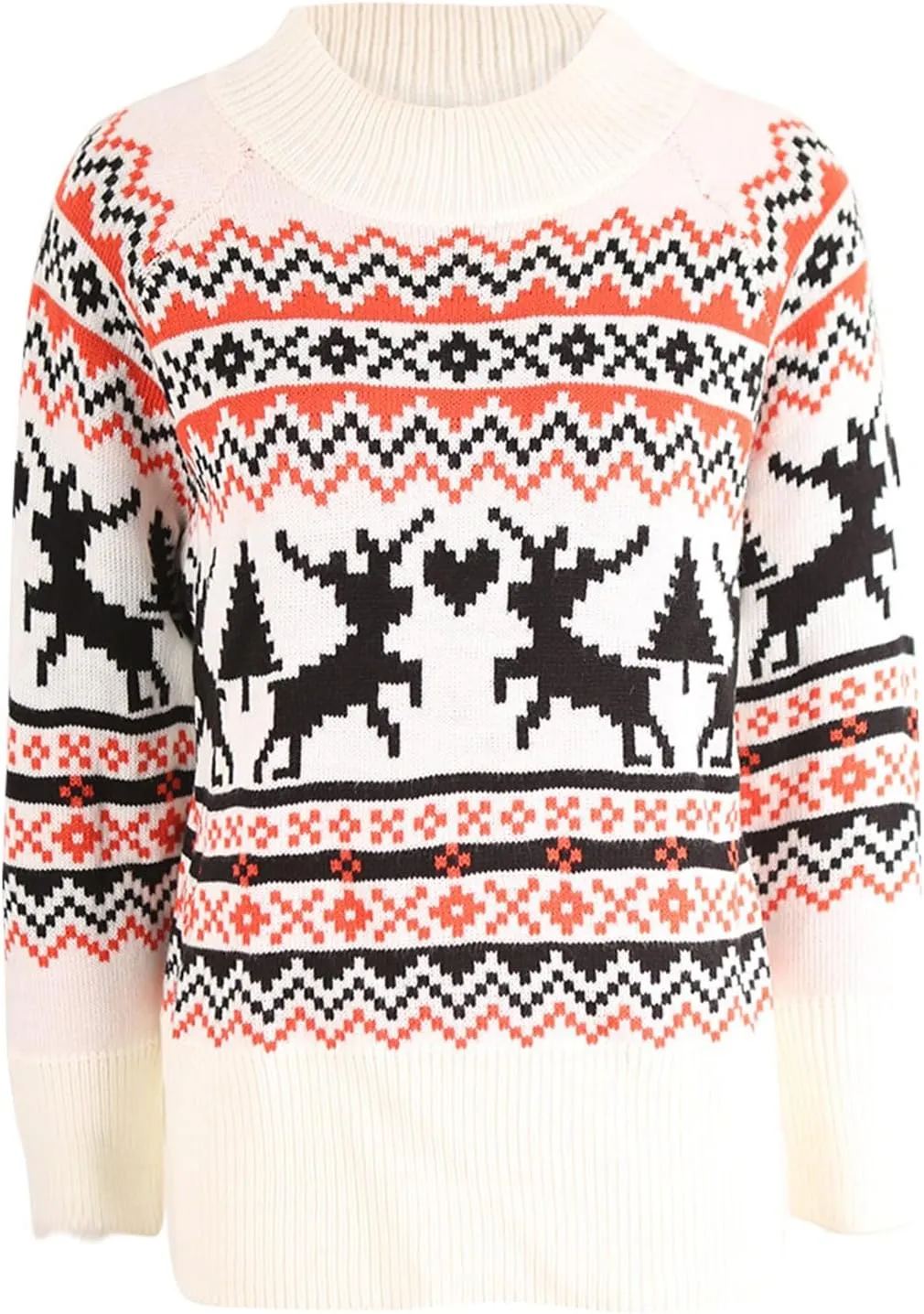 Christmas Sweaters for Women Xmas Reindeer Funny Ugly Sweater Long Sleeve Basic Cable Knit Sweaters Crewneck Cozy Top