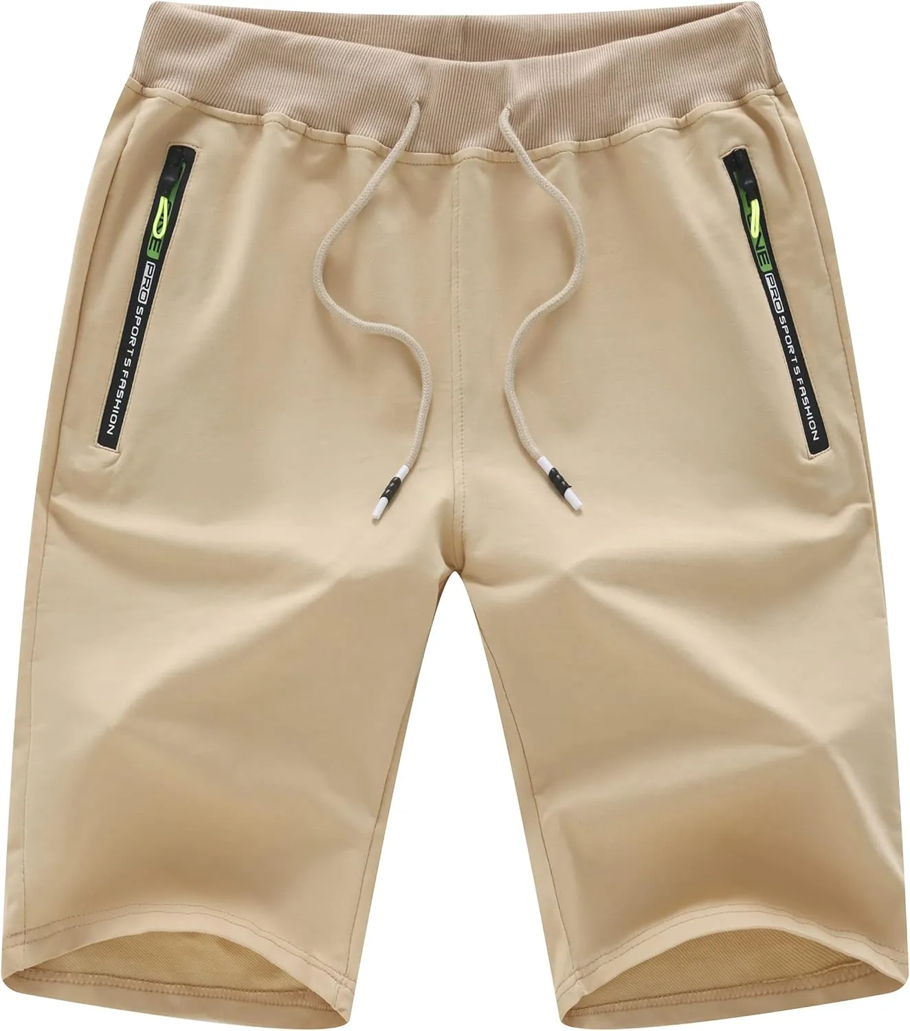 Chrisuno Men's Shorts Elastic Waist Athletic Sweat Shorts with Zipper Pockets