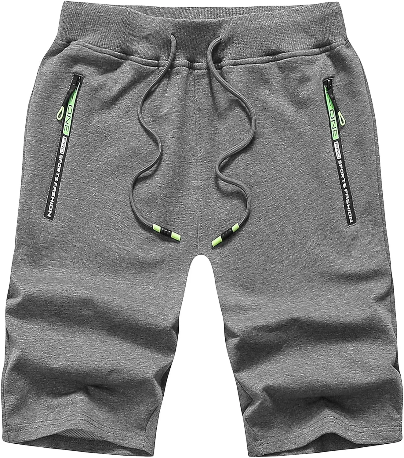 Chrisuno Men's Shorts Elastic Waist Athletic Sweat Shorts with Zipper Pockets
