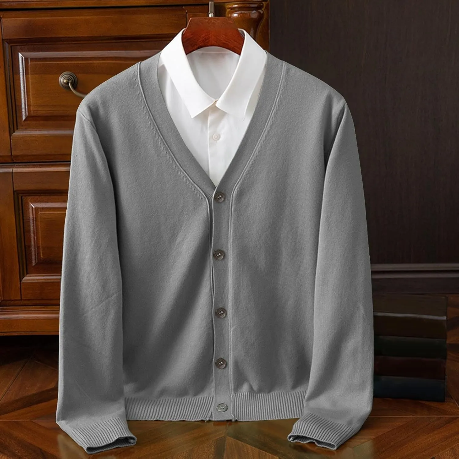 Classic V Neck Cardigans Sweaters for Men Casual Lightweight Button Down Knitted Sweater Tops Stretch Cardigan Jacket