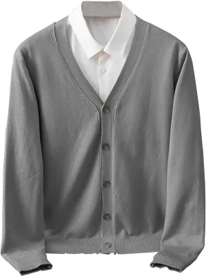 Classic V Neck Cardigans Sweaters for Men Casual Lightweight Button Down Knitted Sweater Tops Stretch Cardigan Jacket