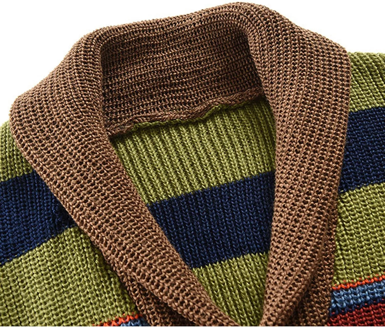 Color Block Sweater Men Shawl Collar Cardigans Button Up Knit Cardigan Slim Fit Lightweight Cable Knit Sweaters