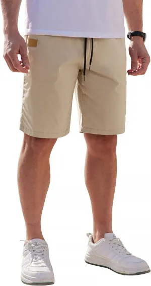 COOFANDY Mens Casual Shorts Cotton Elastic Waist Drawstring Shorts Lightweight Summer Beach Shorts