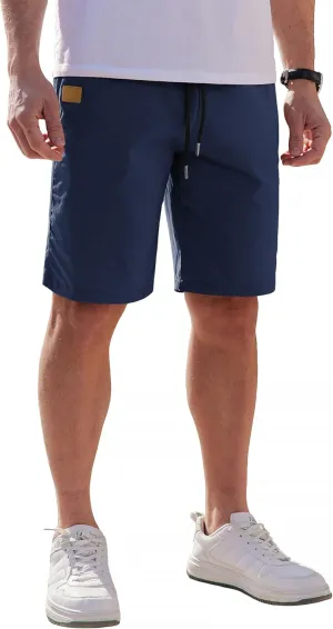 COOFANDY Mens Casual Shorts Cotton Elastic Waist Drawstring Shorts Lightweight Summer Beach Shorts