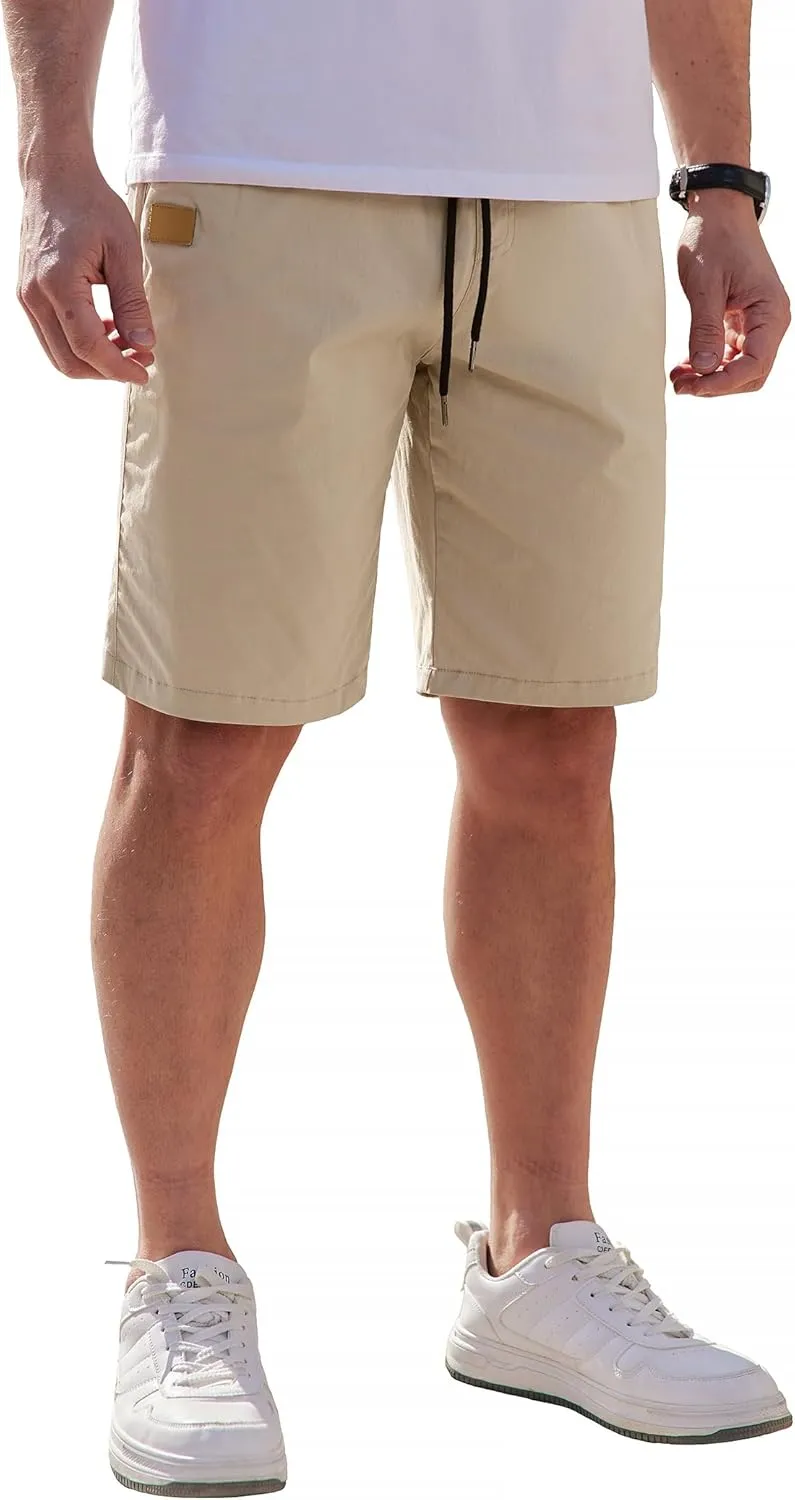 COOFANDY Mens Casual Shorts Cotton Elastic Waist Drawstring Shorts Lightweight Summer Beach Shorts