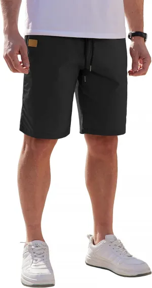 COOFANDY Mens Casual Shorts Cotton Elastic Waist Drawstring Shorts Lightweight Summer Beach Shorts