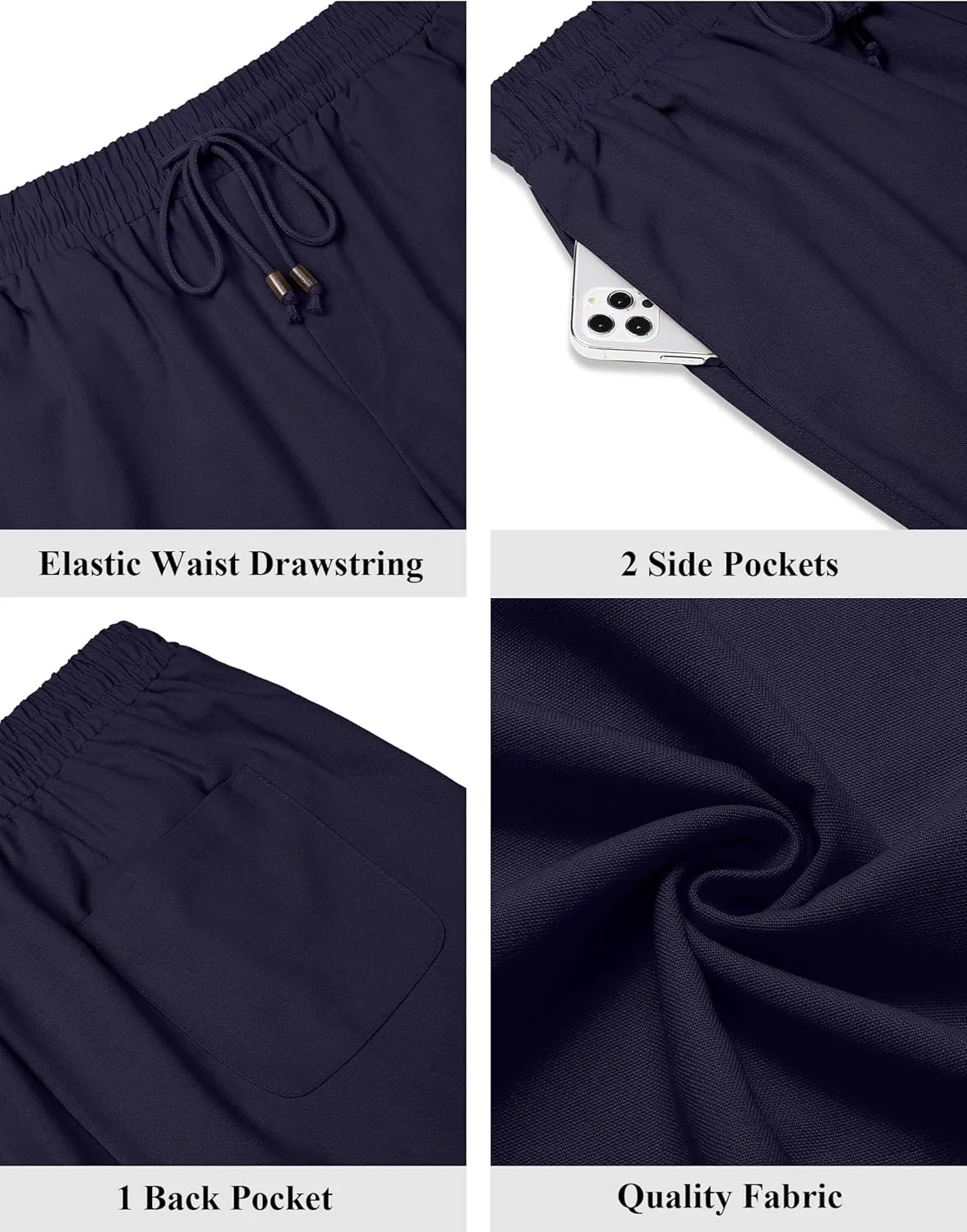 COOFANDY Men's Linen Shorts Casual Summer Beach Shorts Elastic Waist Drawstring Vacation Shorts with Pockets