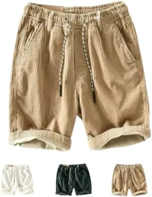 Corduroy Shorts for Men,Men Drawstring Cotton Corduroy Shorts,Corduroy Shorts Men with Pockets