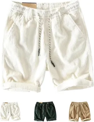 Corduroy Shorts for Men,Men Drawstring Cotton Corduroy Shorts,Corduroy Shorts Men with Pockets