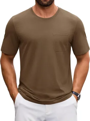 Cotrasen Men's T-Shirts Cotton Short Sleeve T Shirts for Men UPF 50  Moisture Wicking T-Shirt Casual Crew Neck Pocket Tee
