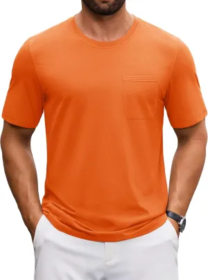 Cotrasen Men's T-Shirts Cotton Short Sleeve T Shirts for Men UPF 50  Moisture Wicking T-Shirt Casual Crew Neck Pocket Tee