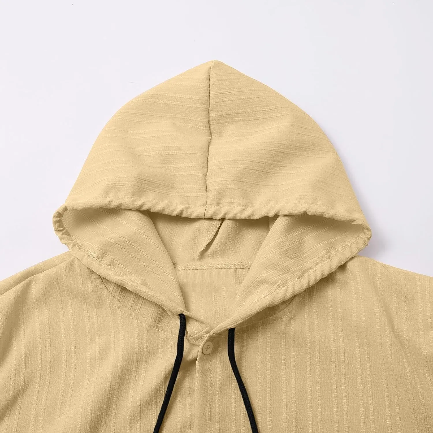 Cotton Linen Hoodies for Men Casual Long Sleeve Lightweight Breathable Button Down Hooded Sweatshirts Beach Yoga Tops