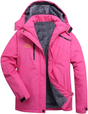 CRNTCEM Unisex Softshell Waterproof Jacket Fuzzy Fleece Sherpa Lined Breathable Hoodie Winter Warm Windbreaker Sportswear