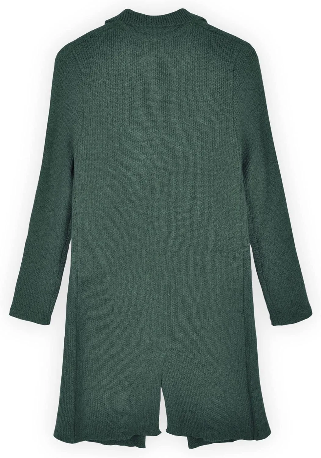 DAY VILLAGE Women's Casual Open Front Notched Collar Patch Pocket Longline Sweater Cardigan