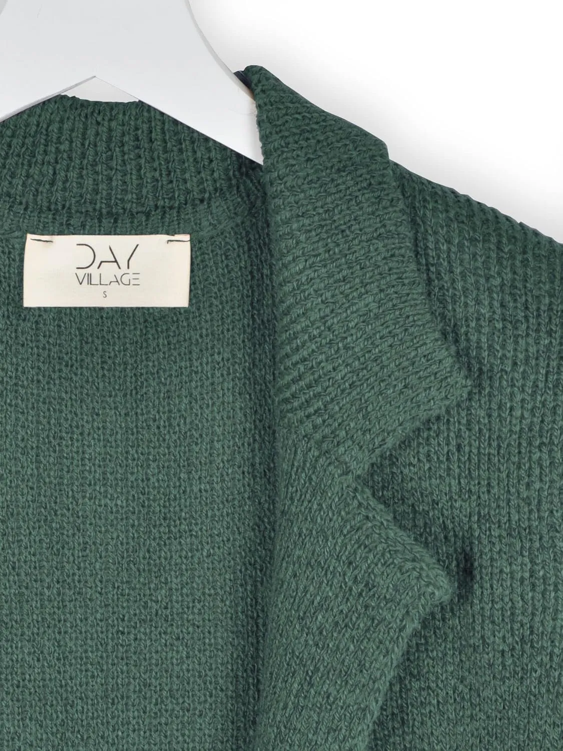DAY VILLAGE Women's Casual Open Front Notched Collar Patch Pocket Longline Sweater Cardigan