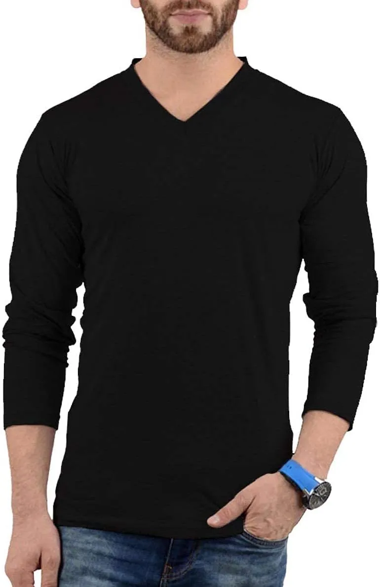 Decrum Long Sleeves Shirts for Men - Pack of 3 V-Neck Soft Breathable Full Sleeve T Shirt Mens Multipack