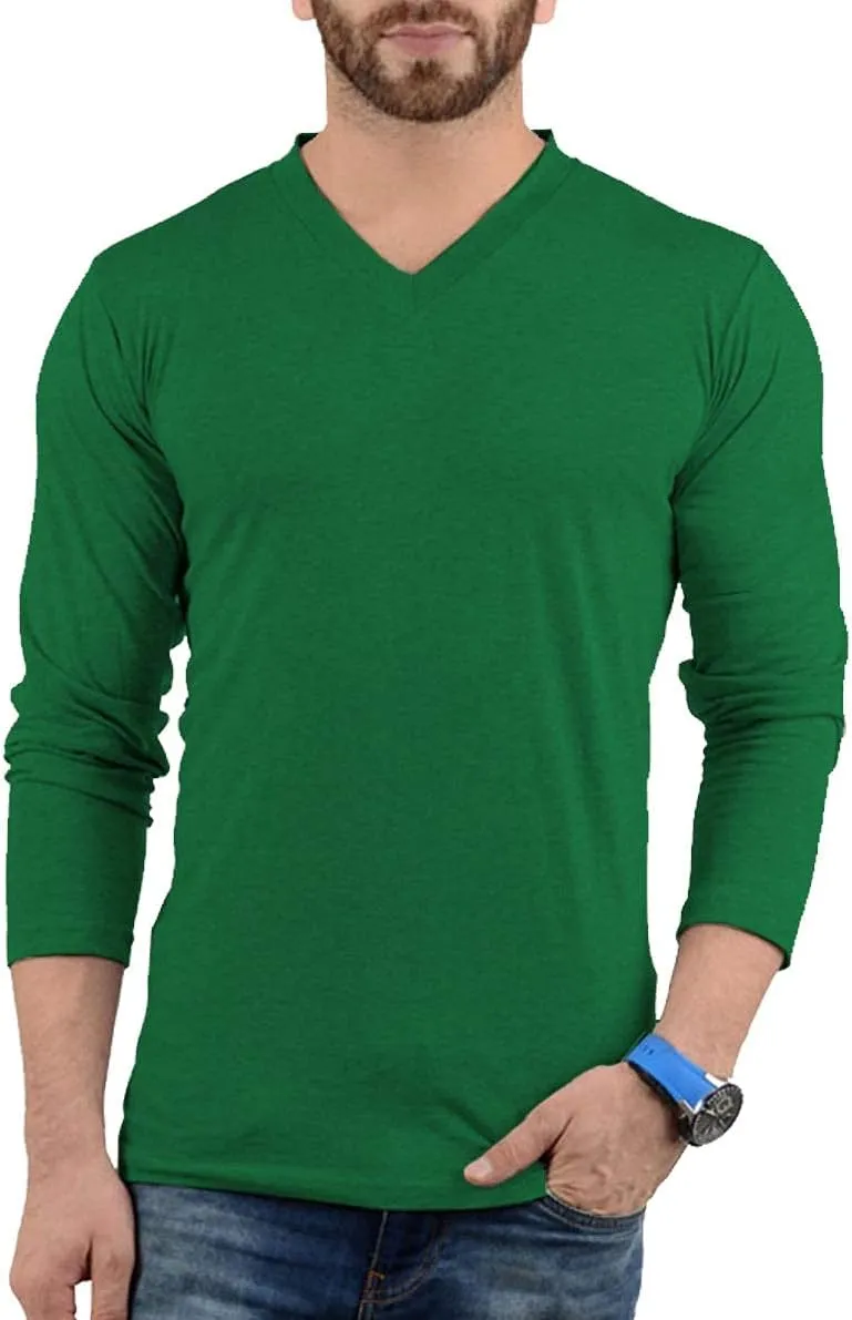 Decrum Long Sleeves Shirts for Men - Pack of 3 V-Neck Soft Breathable Full Sleeve T Shirt Mens Multipack
