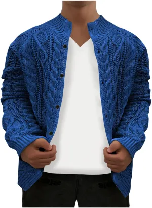 Dgoopd Cardigan Sweaters for Men Cable Knit Button Down Sweater Open Front Cardigan Ribbed Sweater Casual Outwear
