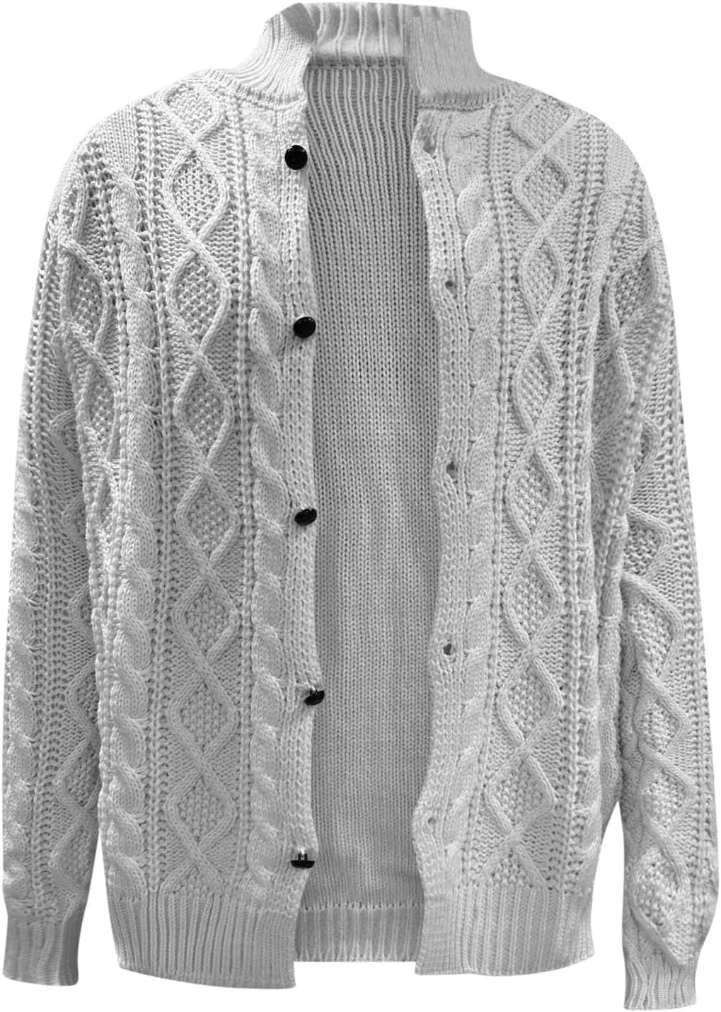 Dgoopd Cardigan Sweaters for Men Cable Knit Button Down Sweater Open Front Cardigan Ribbed Sweater Casual Outwear