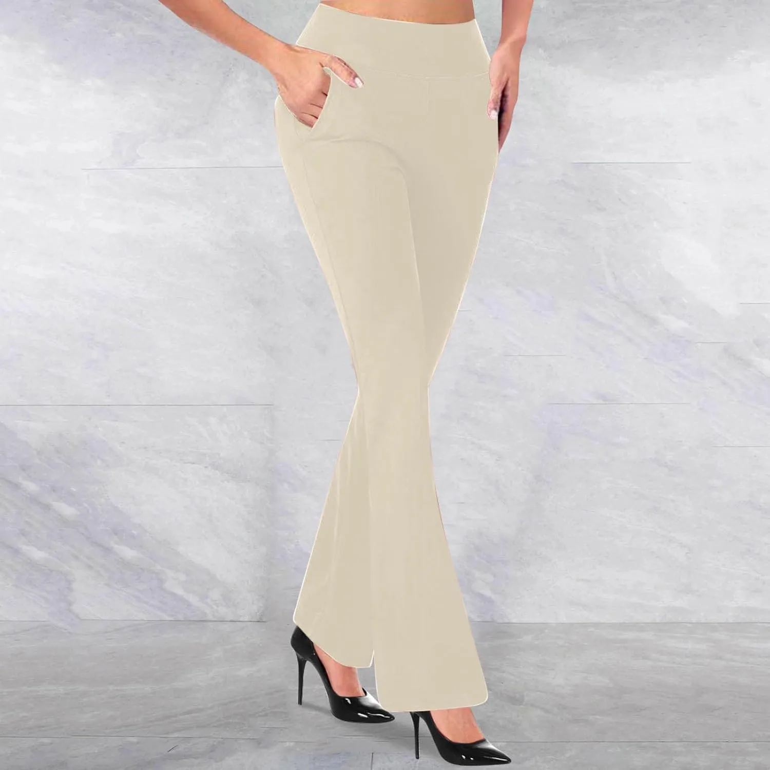 Dress Pants Women Tummy Control Workout Yoga Pants Business Casual High Waist Bootcut Work Pants Lounges with Pockets