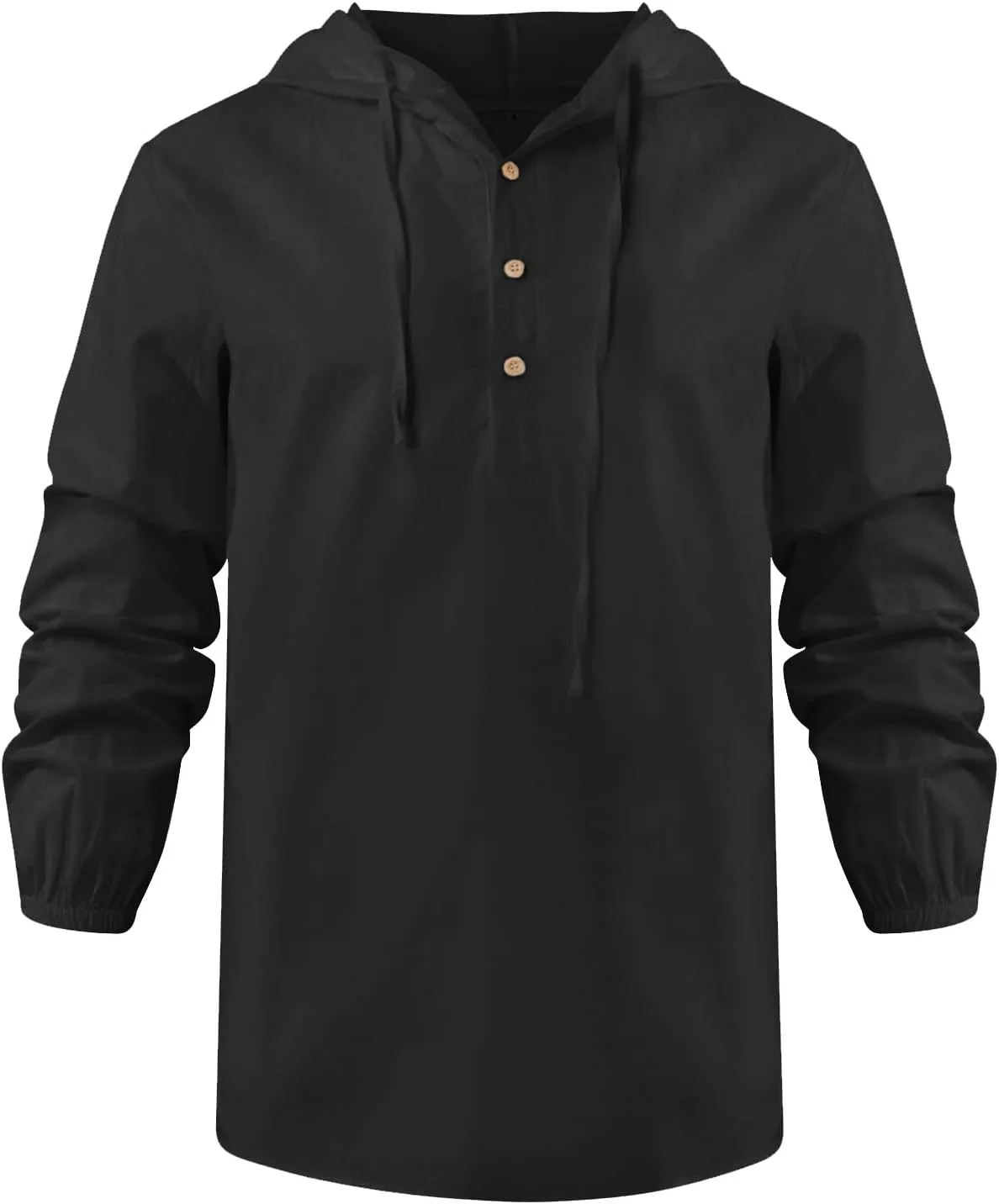 DuDubaby  Linen Shirts for Men Designer Casual Cotton Linen Solid Color Long SleeveHoodie Loose Stand Collar Hoodie
