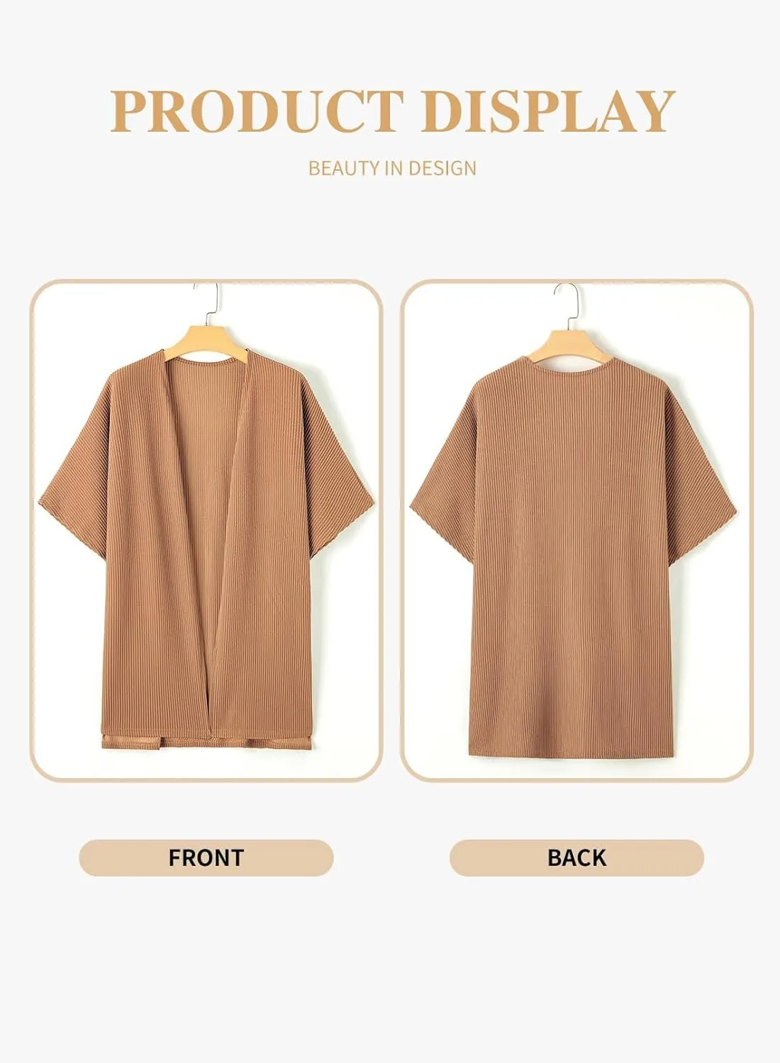 Eytino Women Plus Size Lightweight Cardigan Half Sleeve Ribbed Knit Kimono Cardigans Tops(1X-5X)