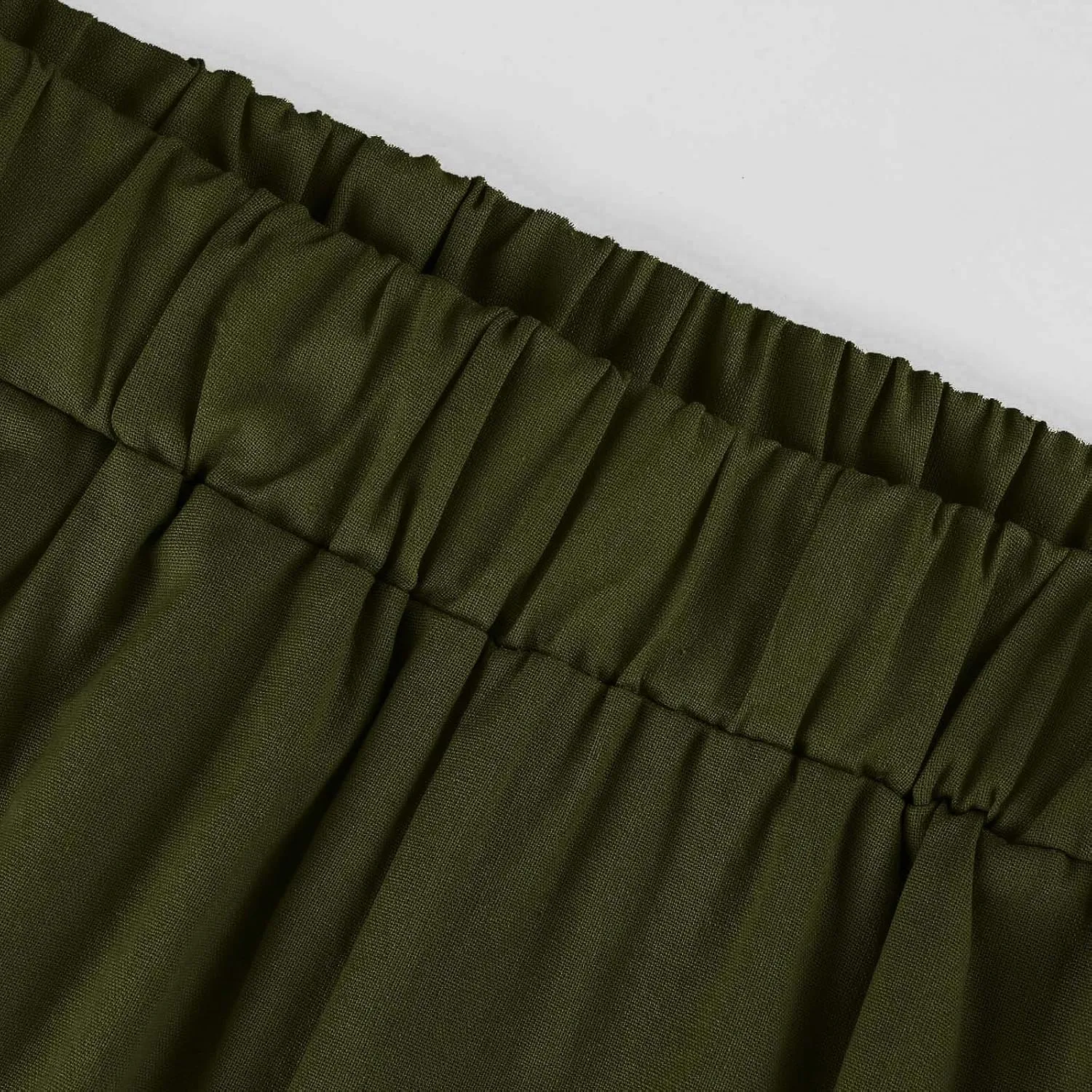 fanmpghleoo Cropped Linen Pants Women Summer Straight Leg Plus Size Crop Pants Elastic Waist Casual Trousers with Pockets