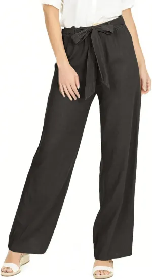fanmpghleoo Plus Size Linen Pants for Women Casual Adjustable Tie Knot High Waisted Work Pants Loose Fit Comfy Lounge Pants