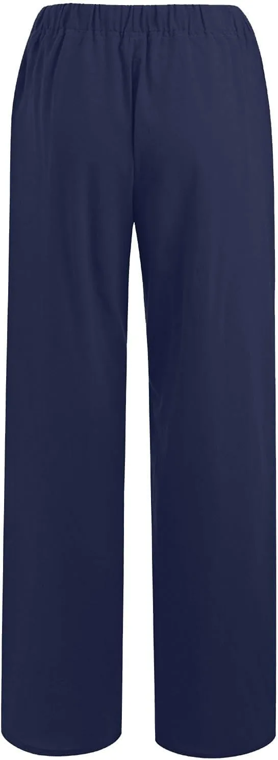 fanmpghleoo Wide Leg Linen Pants for Women Casual High Waisted Cotton Linen Pants Women Summer Business Casual Trousers Pants