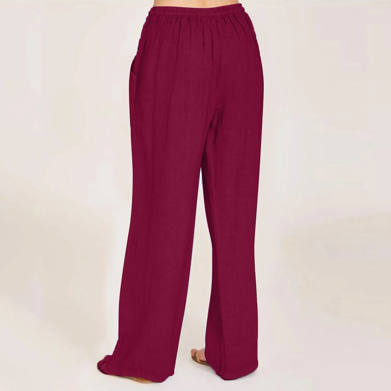 fanmpghleoo Wide Leg Linen Pants for Women Casual High Waisted Cotton Linen Pants Women Summer Business Casual Trousers Pants