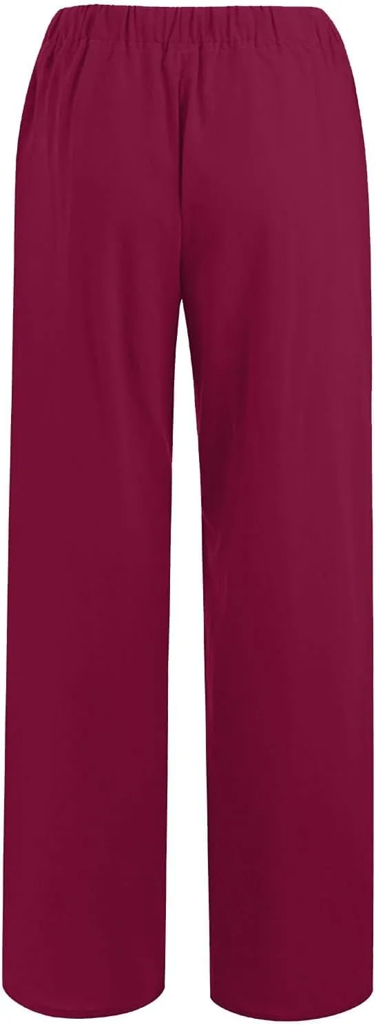 fanmpghleoo Wide Leg Linen Pants for Women Casual High Waisted Cotton Linen Pants Women Summer Business Casual Trousers Pants