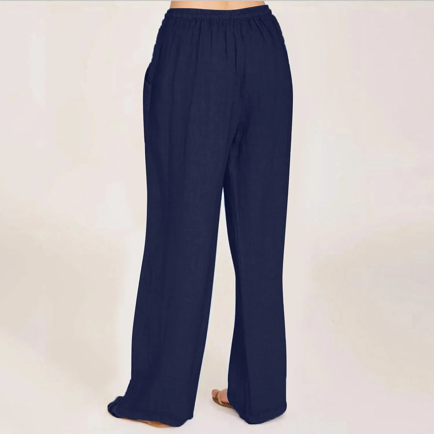 fanmpghleoo Wide Leg Linen Pants for Women Casual High Waisted Cotton Linen Pants Women Summer Business Casual Trousers Pants