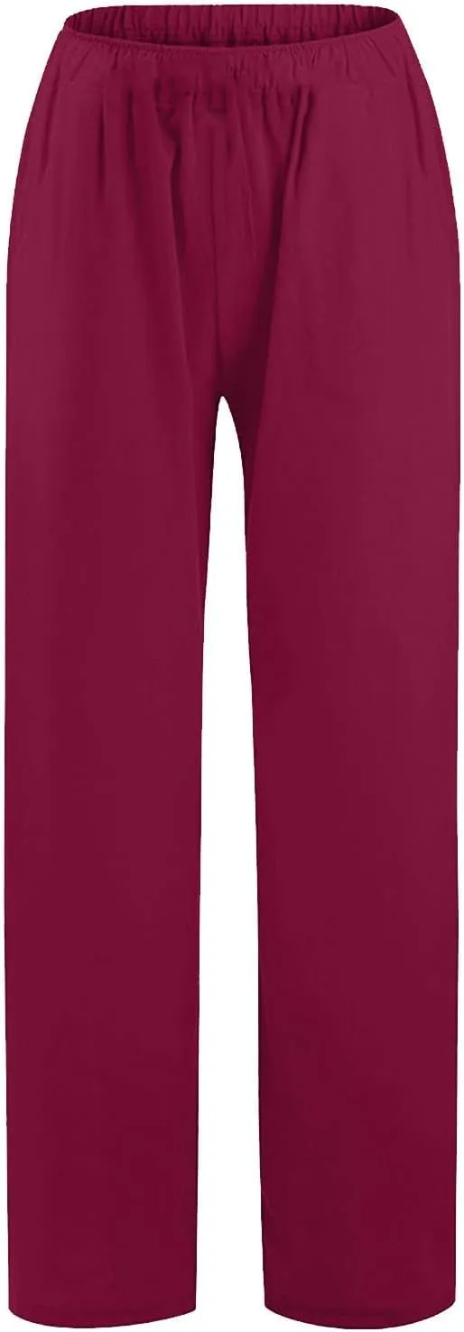 fanmpghleoo Wide Leg Linen Pants for Women Casual High Waisted Cotton Linen Pants Women Summer Business Casual Trousers Pants