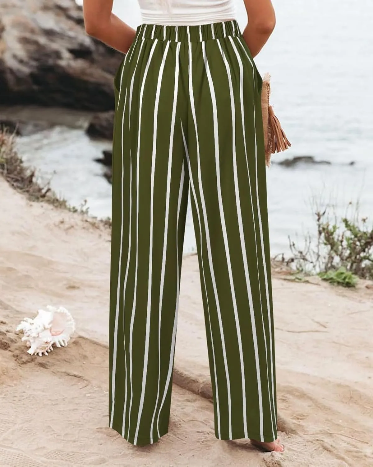 fanmpghleoo Wide Leg Linen Pants for Women Casual High Waisted Linen Palazzo Pants Flowy Beach Lounge Pants with Pockets 2025