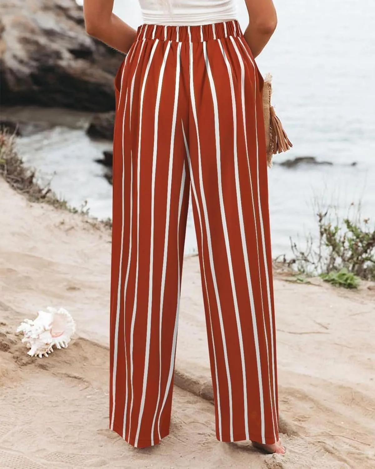 fanmpghleoo Wide Leg Linen Pants for Women Casual High Waisted Linen Palazzo Pants Flowy Beach Lounge Pants with Pockets 2025