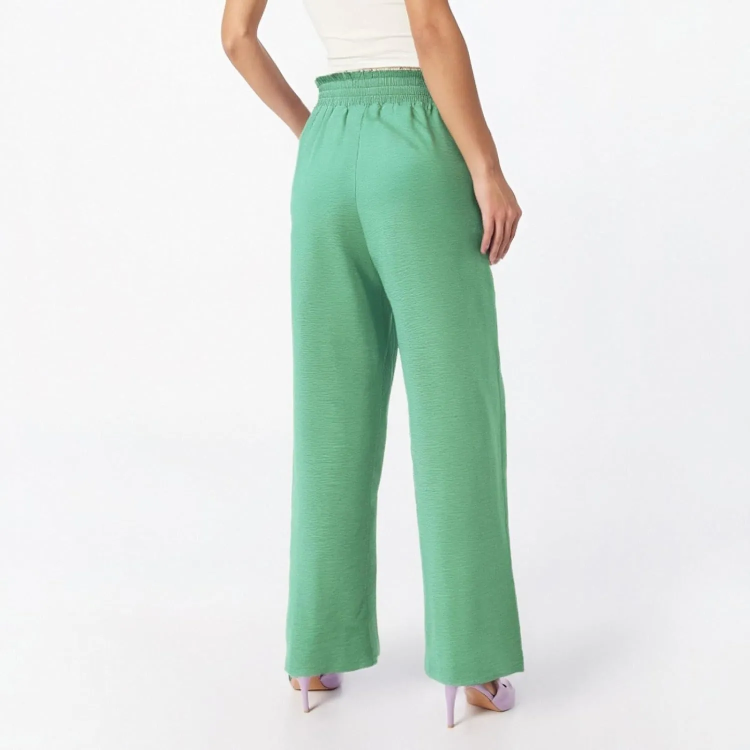 fanmpghleoo Wide Leg Linen Pants for Women Plus Size High Waisted Palazzo Pants Dressy Beach Comfy Lounge Pants with Pockets